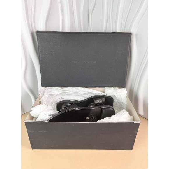 1017 Alyx 9SM Black Flat Sandals With Buckle Square Toe Vero Cuoio Womens - Picture 4 of 9